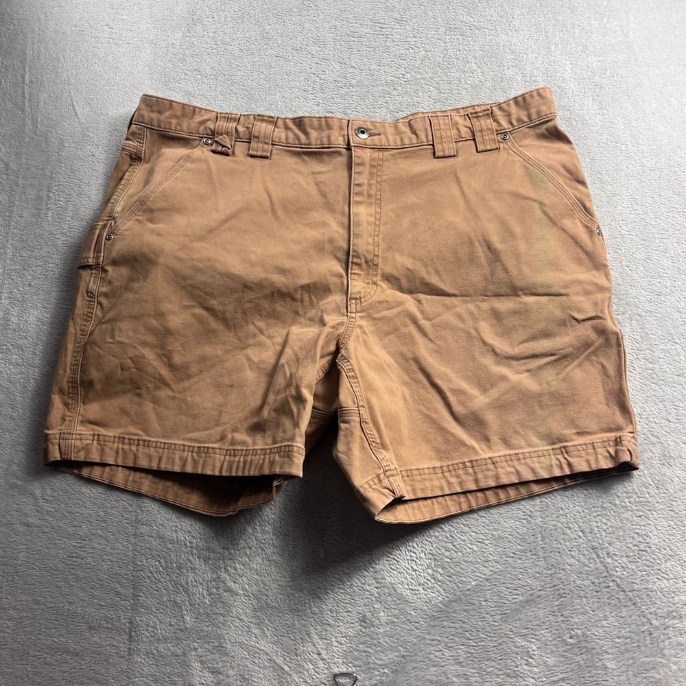Duluth Trading Co Flex Fire Hose Work Shorts Mens 44 Brown Utility Cotton